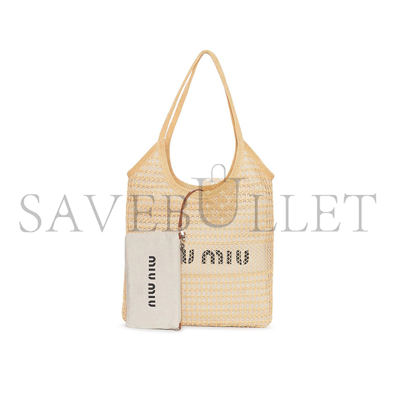MIU MIU RAFFIA EFFECT LINEN LOGO IVY BAG 5BG231 (40*35cm)